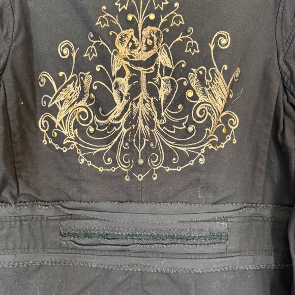 Vintage Black Blazer Y2K Jacket Retro Angels Cherubs Whimsygoth Medium - Picture 5 of 10
